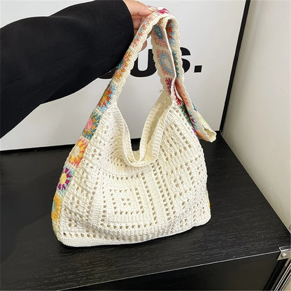 Boho Crochet Floral Bag