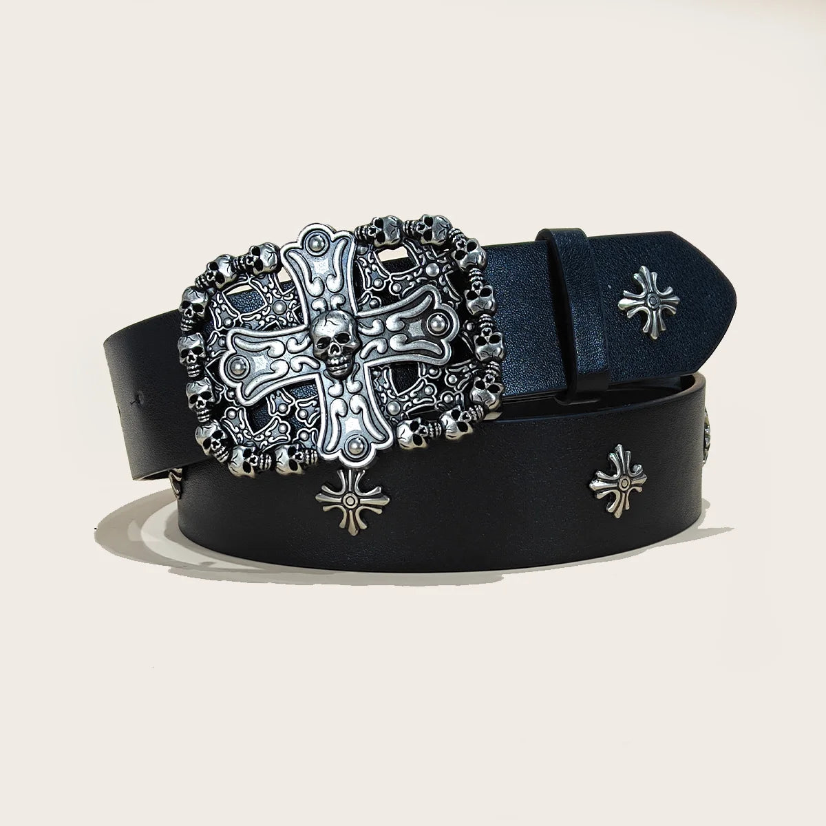 Studded Belt For Men and Women Y2K Belt Metal Punk Rock Style Rivet Plus Size Leather Belts with Cross Rivet for Jeans Pants