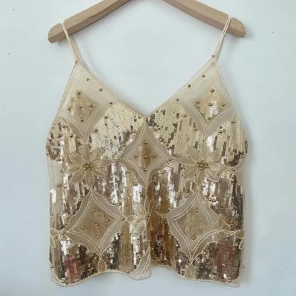 Y2K 2000's See-Through Sequin Top