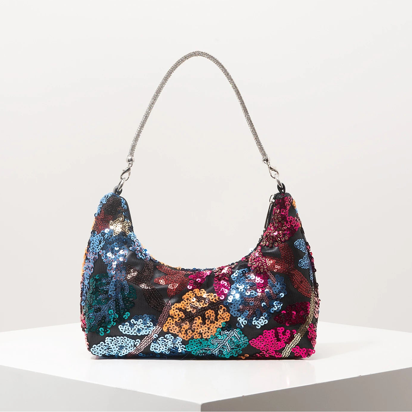Y2K 2000's Sequin Floral Shoulder Bag