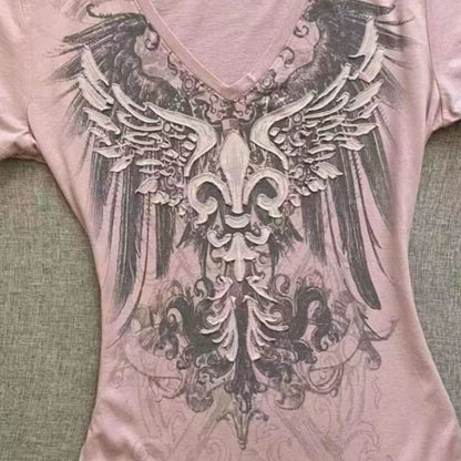 2000s Y2K Gothic Printed Tee