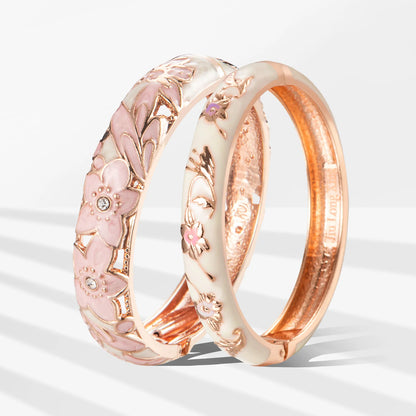 Bangle For Women Double Enamel Bangle Set Cloisonne Women's Jewelry Accessories Indian Style Dubai Trendy Metal Bracelet On Hand