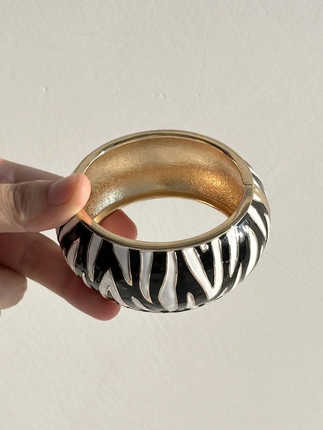 Y2K Chunky Bangle Zebra Resin Stack Set