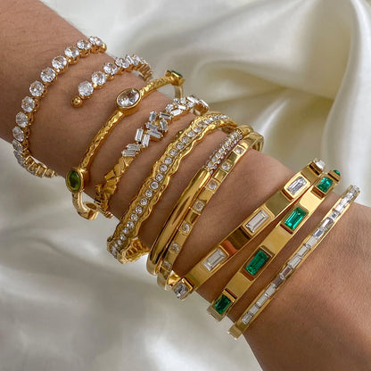 Luxury Layered Green & Gold Bangles
