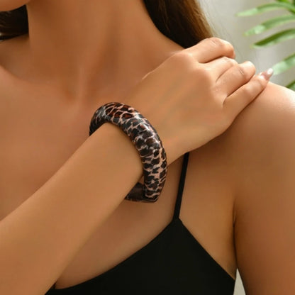 Y2K Leopard & Zebra Chunky Resin Bangle Set