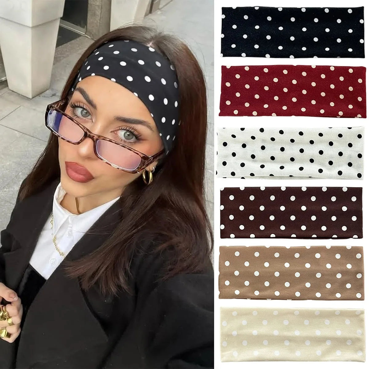 2000's Polka Dot Elastic Headband
