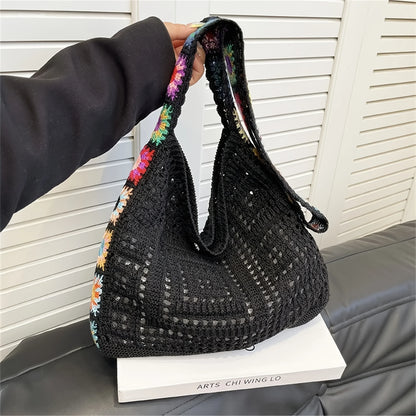 Boho Crochet Floral Bag