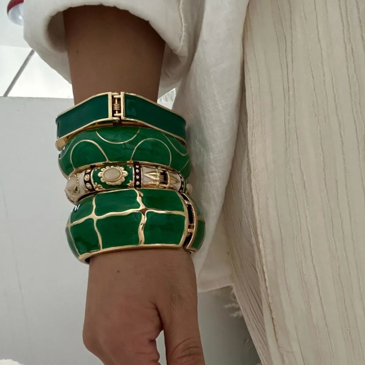 Boho Green Bangle Stack