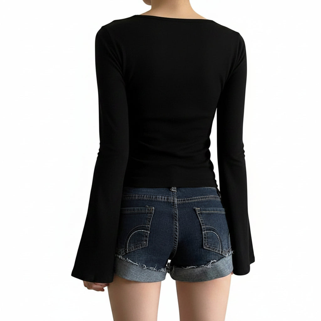 Y2k Button Up Babydoll Top