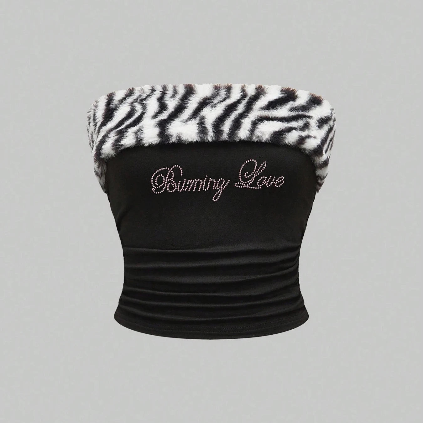 Y2K Rhinestone Leopard Print Tube Top