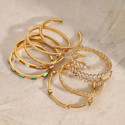 Luxury Layered Green & Gold Bangles