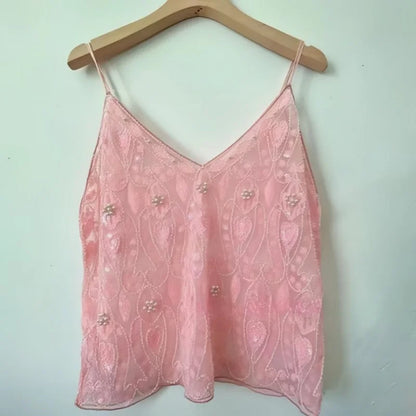 Y2K 2000's See-Through Sequin Top
