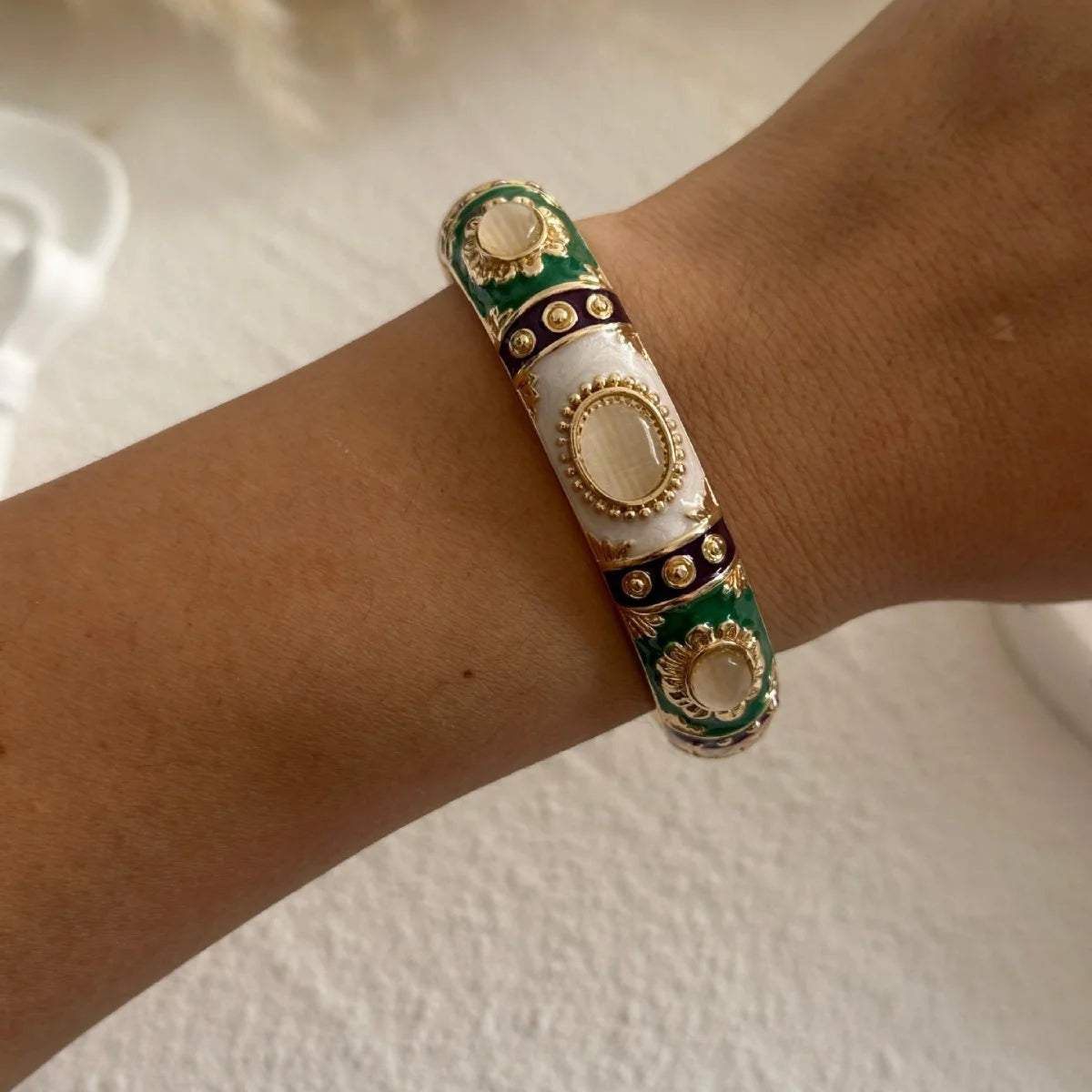 Boho Green Bangle Stack