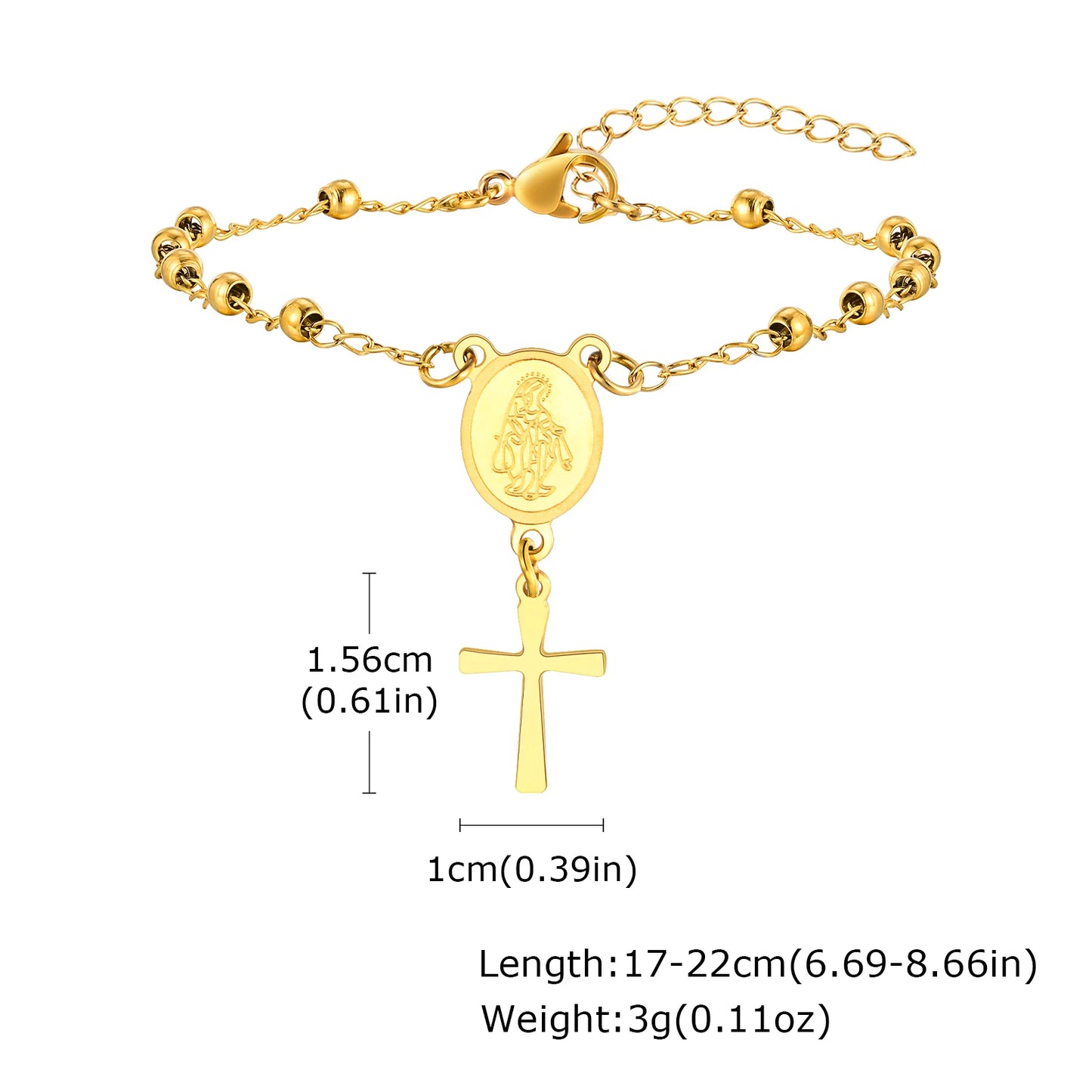 Y2K Gold Cross Charm Bracelet
