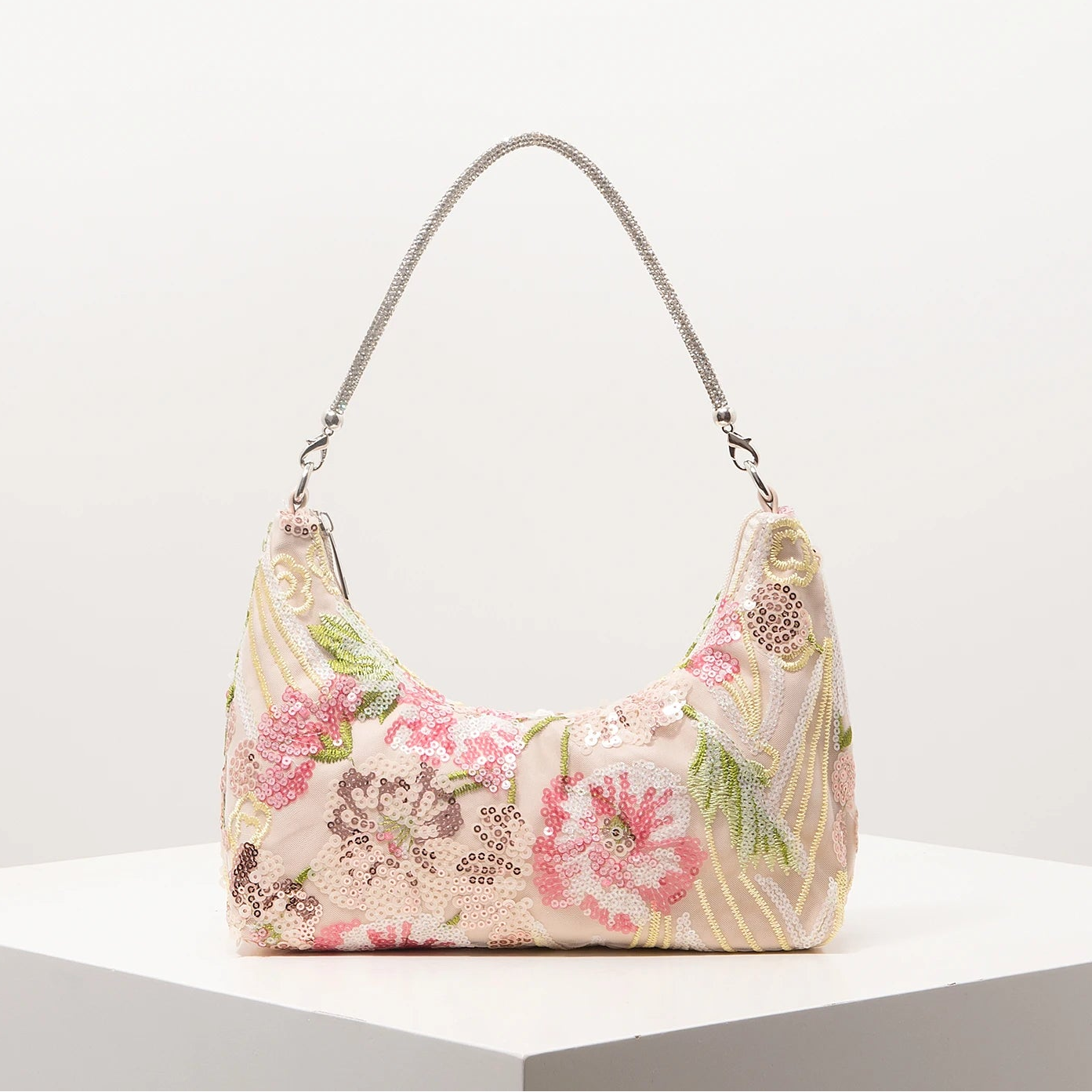 Y2K 2000's Sequin Floral Shoulder Bag